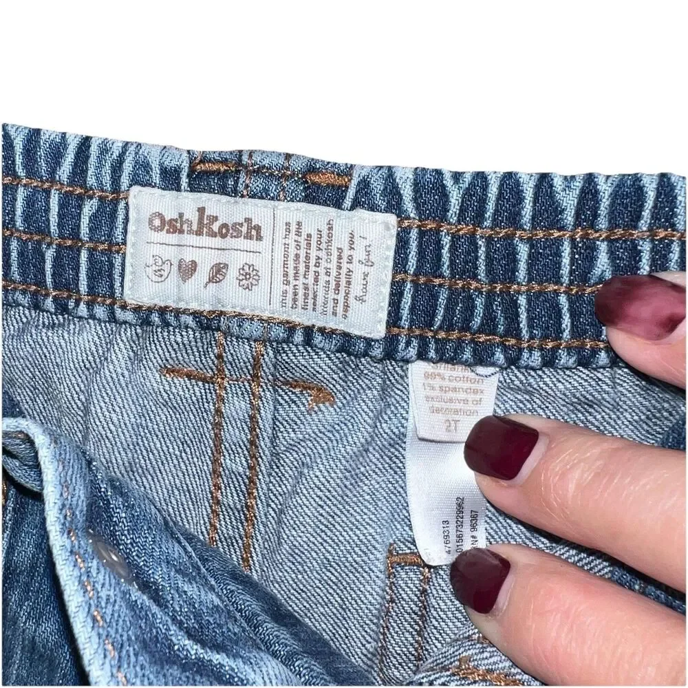 VINTAGE OSHKOSH BGOSH Toddler Girl Jeans Floral 2T Cottagecore 90s Y2K Classic